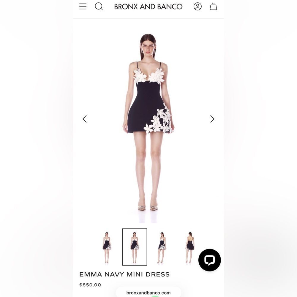 NEW BRONX AND BANCO EMMA MINI Black and White Floral Appliqué Mini Dress - Picture 2 of 10